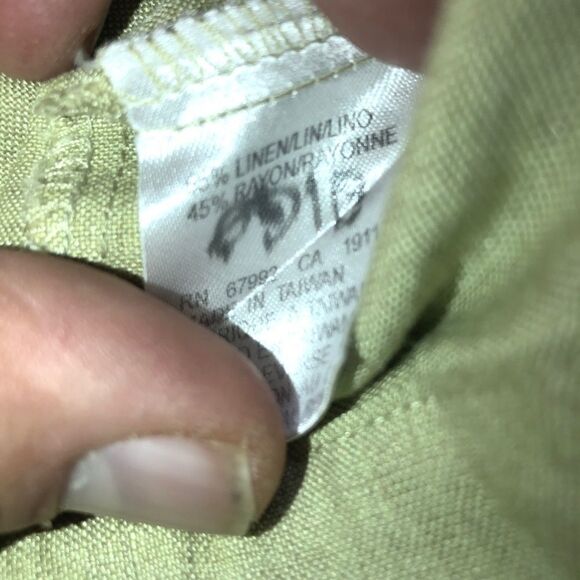 Sigrid Olsen Sport Womens Small Shirt Green Button Up Linen Blend MOP. - Picture 5 of 5
